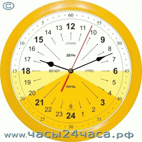 Часы № Zn-17P-3 - 24 часовые обратного хода, цвет желтый.