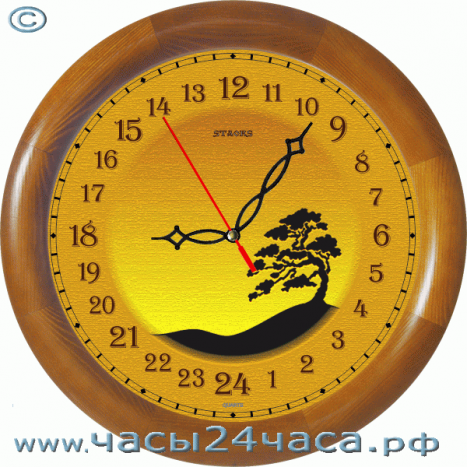 Часы Zn-37-DBA - часы 24 часовые обратного хода с картинкой дерева Бонсай