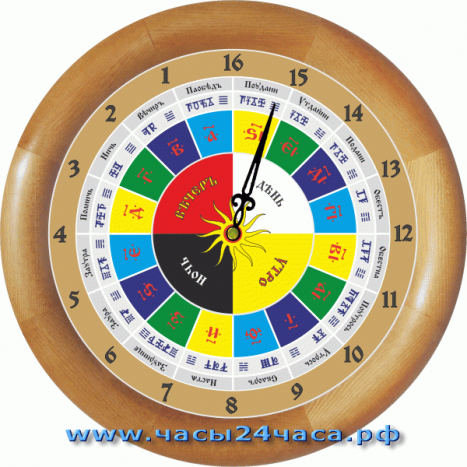 Славянские 16-11 - часы 16 часовые - вверху круга расположены 16 часов