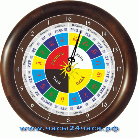 Славянские 16-4 - часы 16 часовые - вверху круга расположены 16 часов